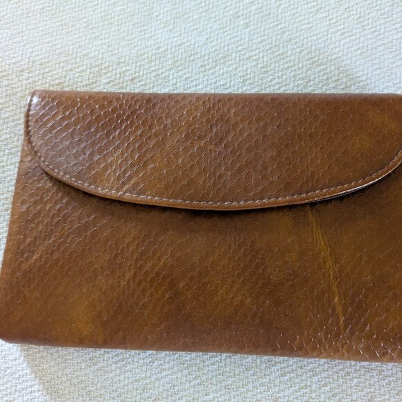HL USA Brown Leather Clutch Purse - Picture 1 of 4